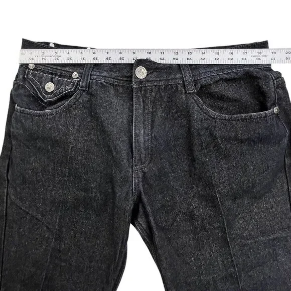 Imperious Delf Trading Jeans 38x33 Black Vintage Flap Pocket Embroidered Rock - Picture 12 of 16